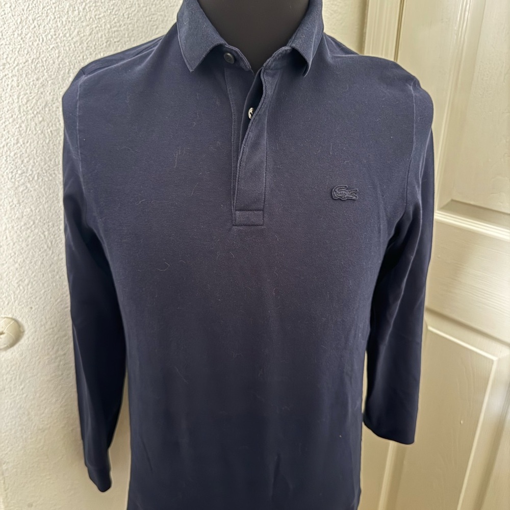 Lacoste Navy Blue Polo with Green Crocodile